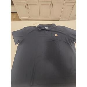 Carhartt Shirt Men 3XL Navy Solid Short Sleeve Polo Pocket